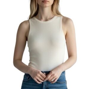 Knix white crew neck ribbed sleeveless thong bodysuit Sz M like new condition